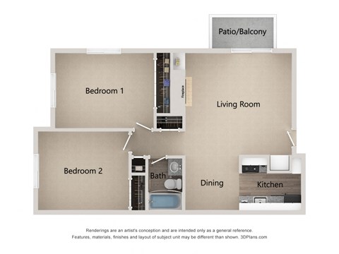 2 bedroom floorplan